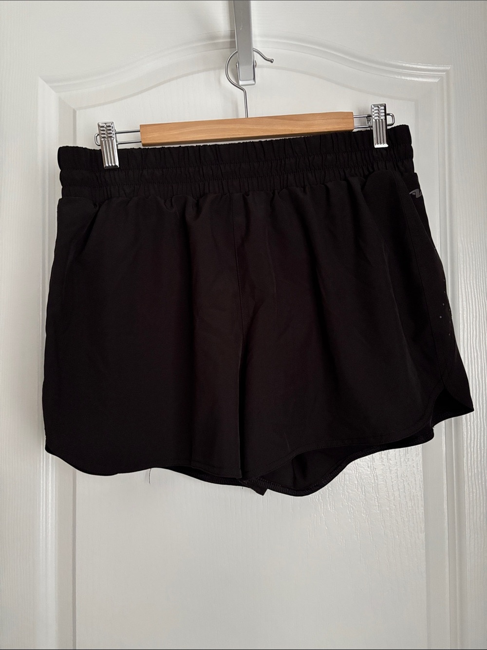 Women's Black Elastic-Waist Active Shorts